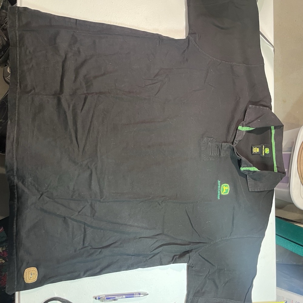 John Deere Men's 100% Cotton Polo Shirt‎ Black